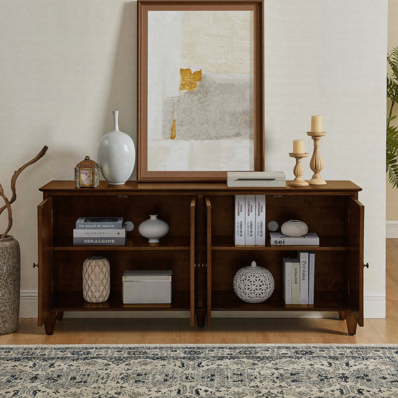Buffet 65,2 "Mid-Century avec buffet et rangement, Noyer