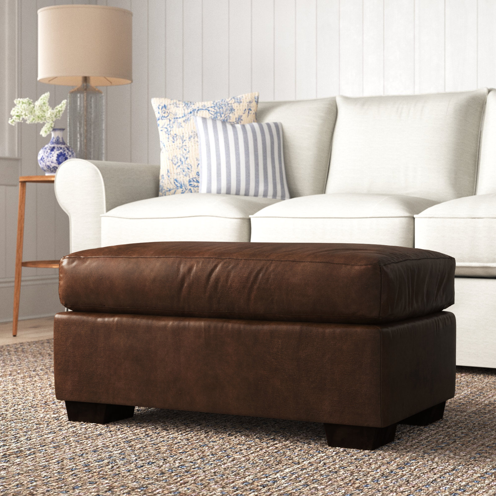 Cranbrook 34" Ottoman, Bistro Rustic Genuine Leather