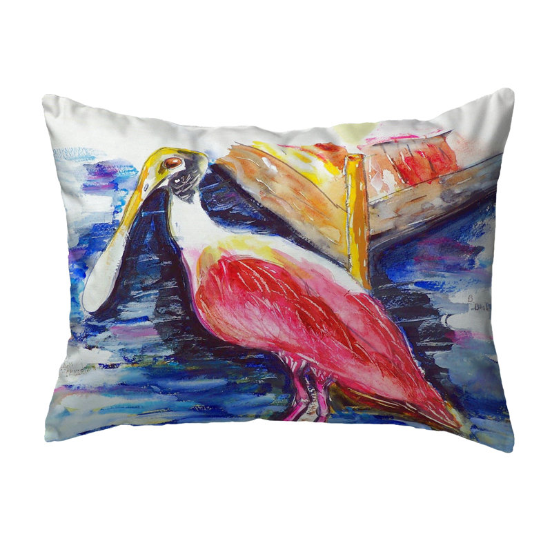 Spoonbill Outdoor Reversible Throw Pillow