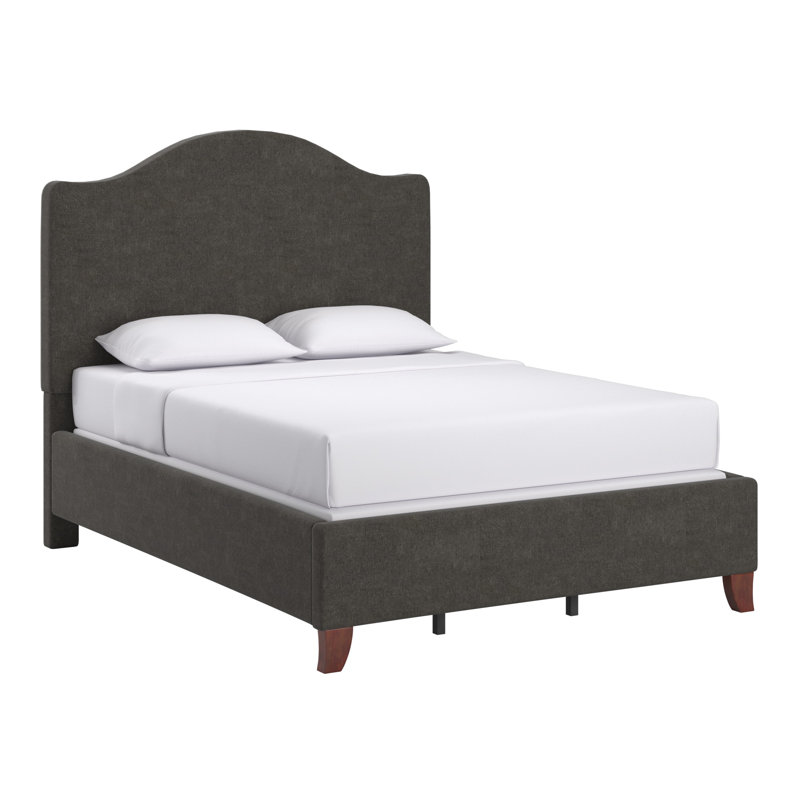 Lit tapissier à lattes avec tête de lit courbé Herning, Light Grey Fabric