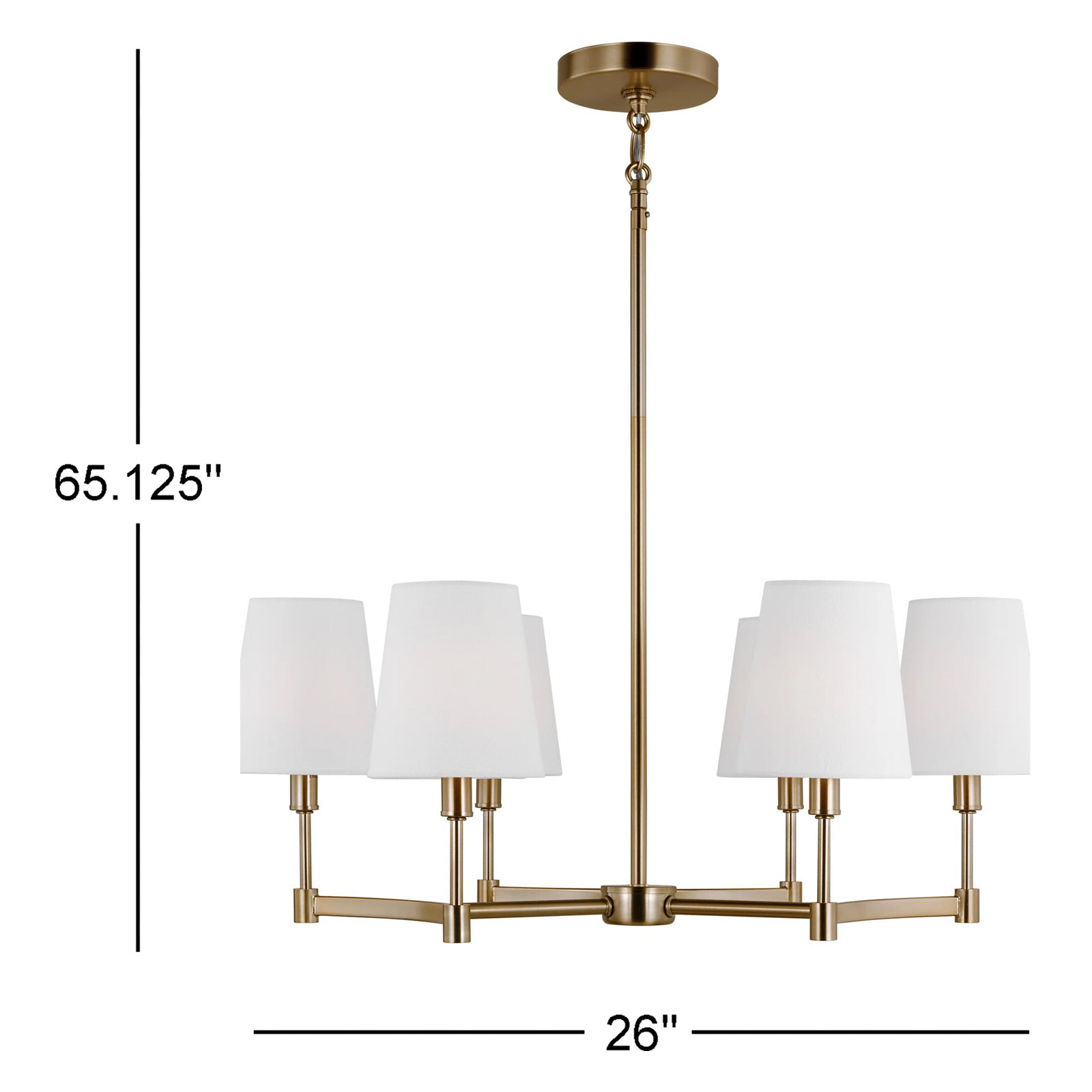 Triton 6-Light Dimmable Traditional Chandelier, Brass