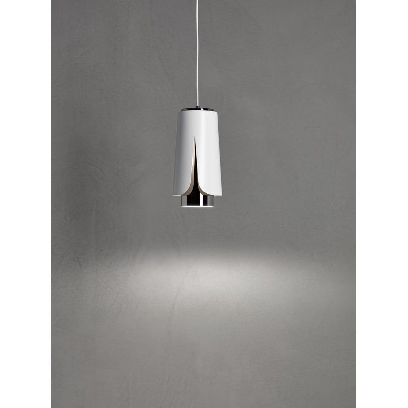Tulipa 1 - Light Chrome Unique/Statement Pendant, Matt White/Black Chrome