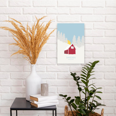 Sweden Abstract Contemporary Christmas Tree Nature Winter Wall Art Print 1 Piece Wrapped Canvas Wall Art