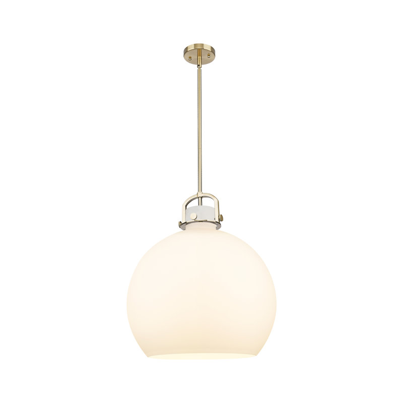 Luminaire suspendu à 1 tige Sligo, Blanc, H 20,5 po x l 18 po x P 18 po, Nickel poli