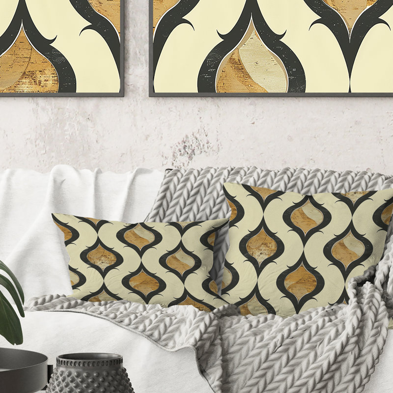 Coussin décoratif brun et beige Ogee Patterns V, H 16 po x l 16 po
