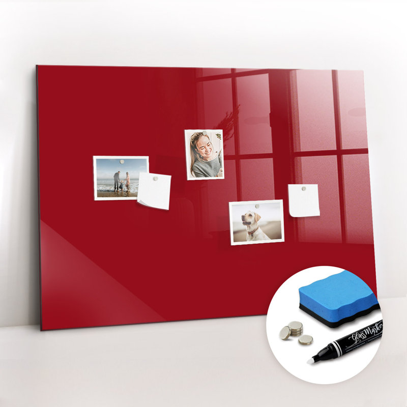 Magnetic Glass Dry Erase Board, Red
