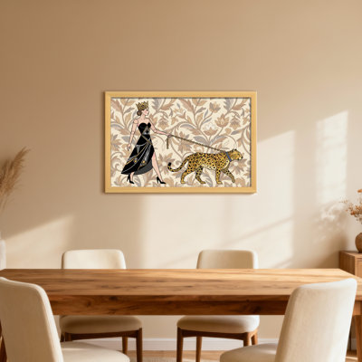 Animals Queen With Leopard On Leash Pattern