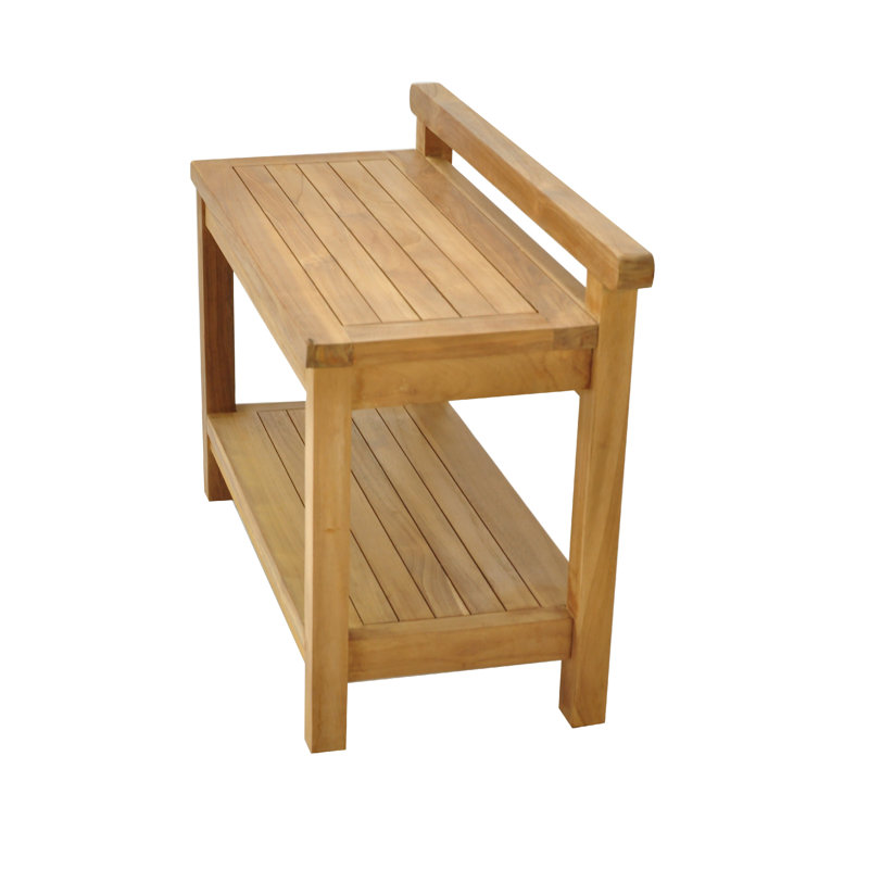 Spateak Grade-A Teak Wood Hamburg Shower Seat 30" Outdoor Patio Stool Bench, 18" H x 30" W x 13" D