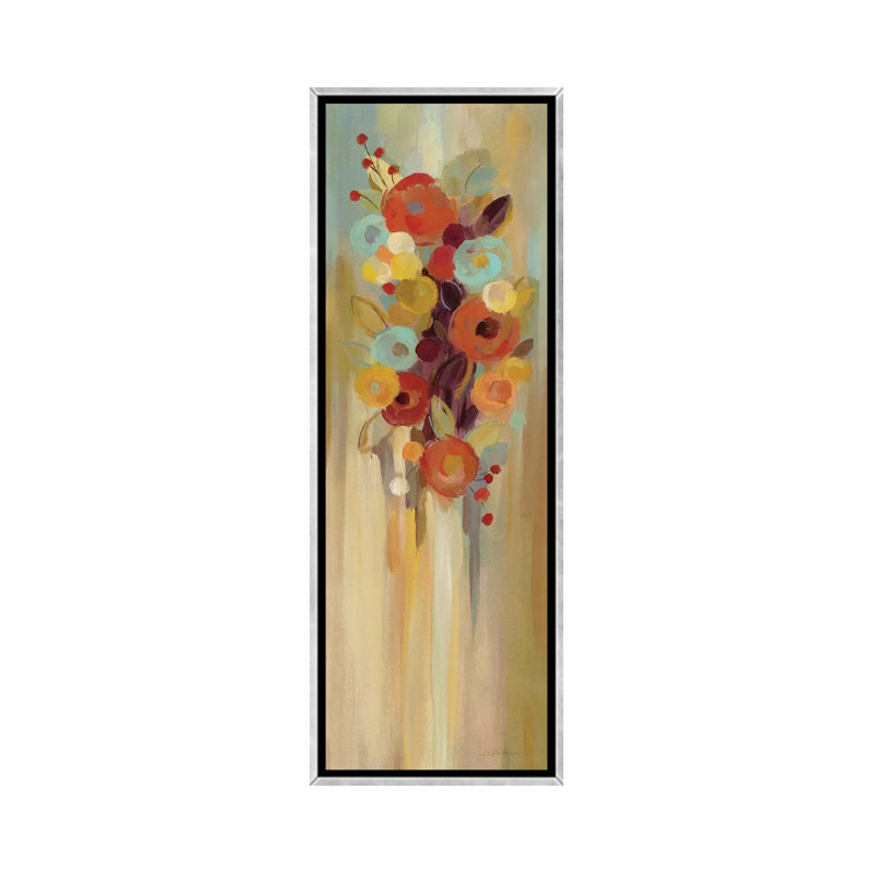 «Tall Autumn Flowers II» par Silvia Vassileva, reproduction d'art panoramique sur toile, Toile avec cadre argenté