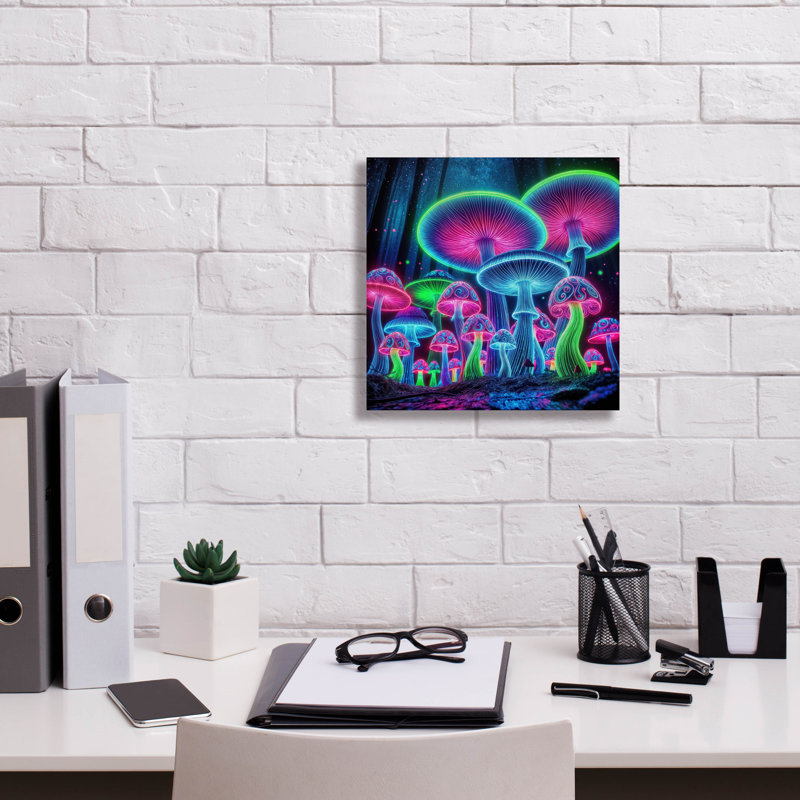 «Magical Mushroom» par Rey Klimt, art mural sur toile, H 12 po x l 12 po