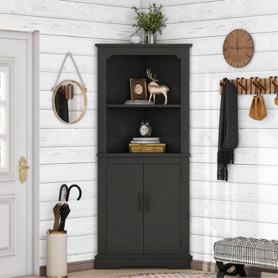 Tall Corner Cabinet With Doors For Living Room, Bathroom,Dining Room Or Kitchen
