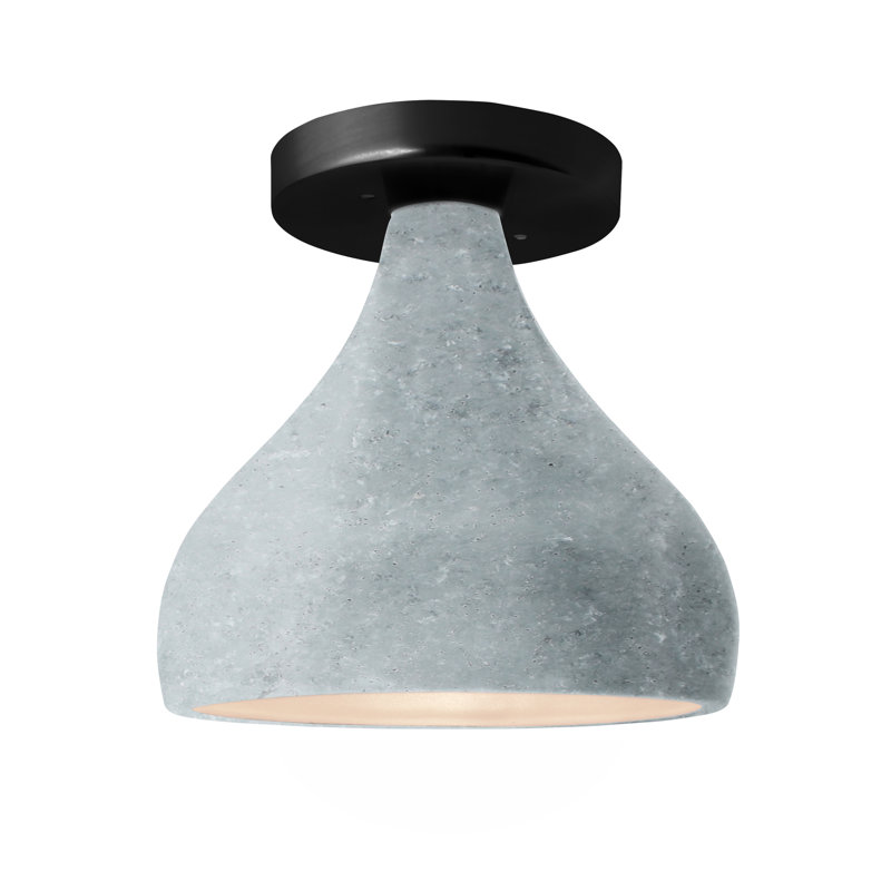 Amezcua Radiance - Gouttelette semi-encastrée - Béton, H 8,50 po x l 11,50 po x P 11,50 po, Noir mat, DEL