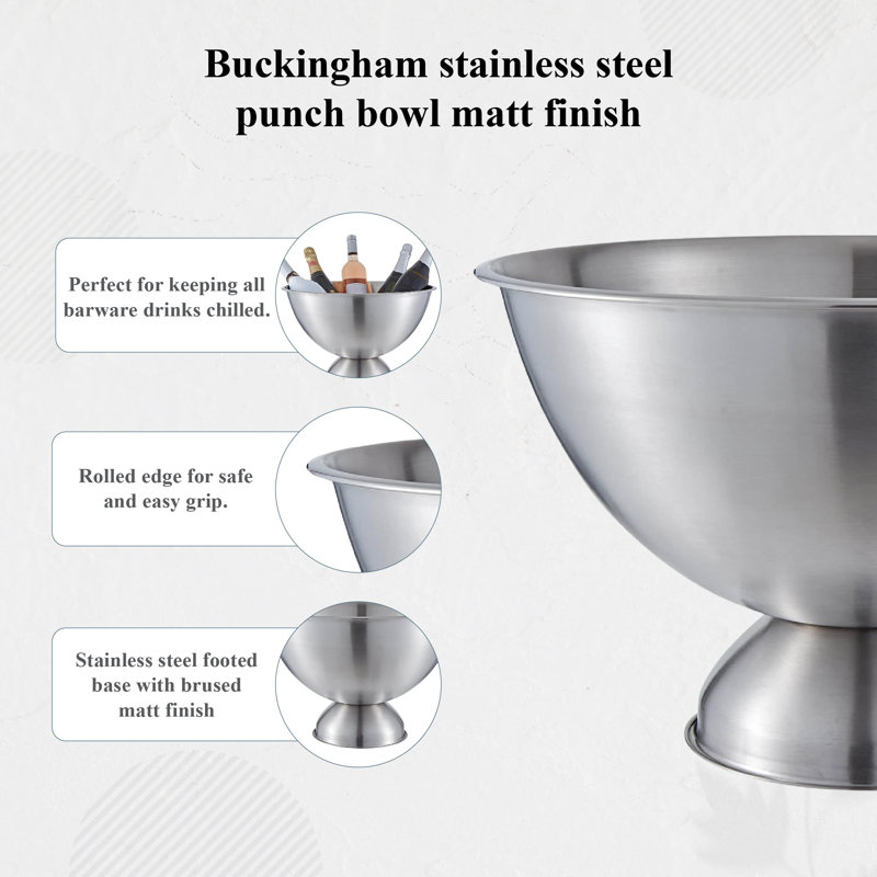 Buckingham Punch Bowl Stainless Steel Wine Cooler Matt Finish 40 cm , 17.5 Litres
