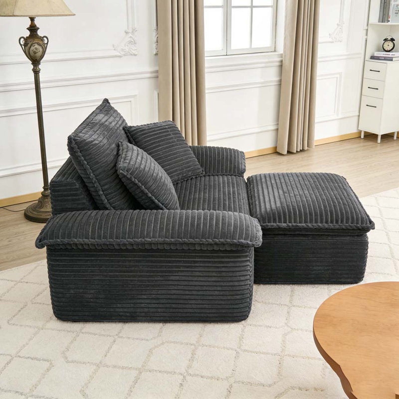 Fauteuil surdimensionné et demi 47 po, Gris