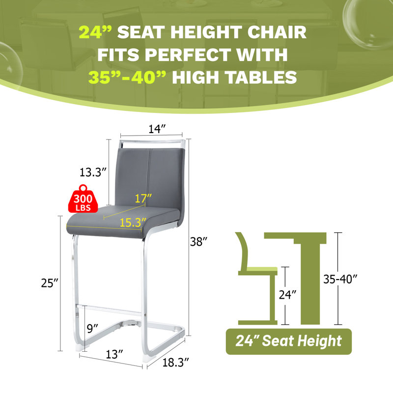 Tabouret de comptoir rembourré Mikale, 4, Gris
