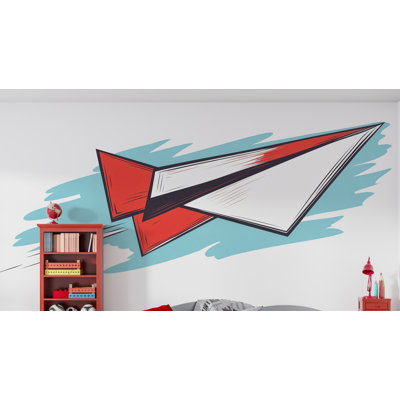 Autocollant mural avion en papier, autocollant mural avion rouge et bleu, décoration aviation pour chambre de garçon, art mural pour chambre d'enfant, autocollant mural voyage pour chambre d'enfant 381 g