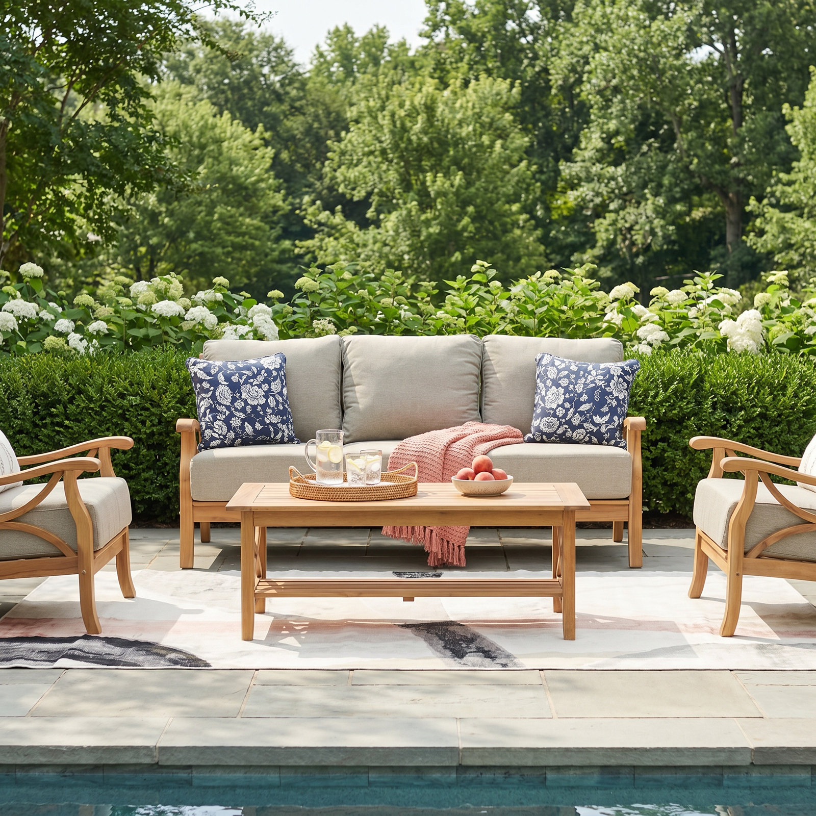 Caterina 5-Person Teak Patio Seating Group, Beige