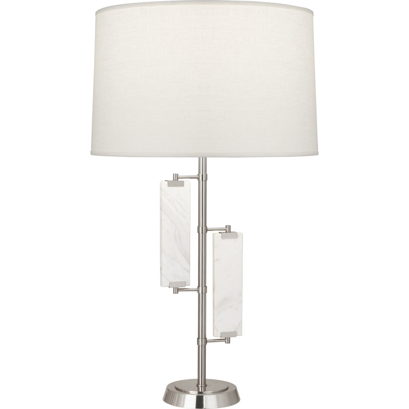 Alston Table Lamp, Off White, Polished Nickel