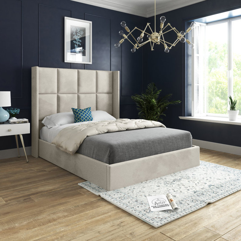 Anastajia Upholstered Bed, Double (4'6), Beige