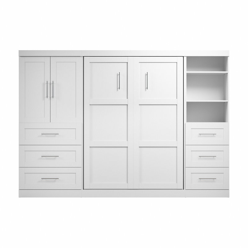 Lit escamotable avec rangement Arlex, Double, Blanc