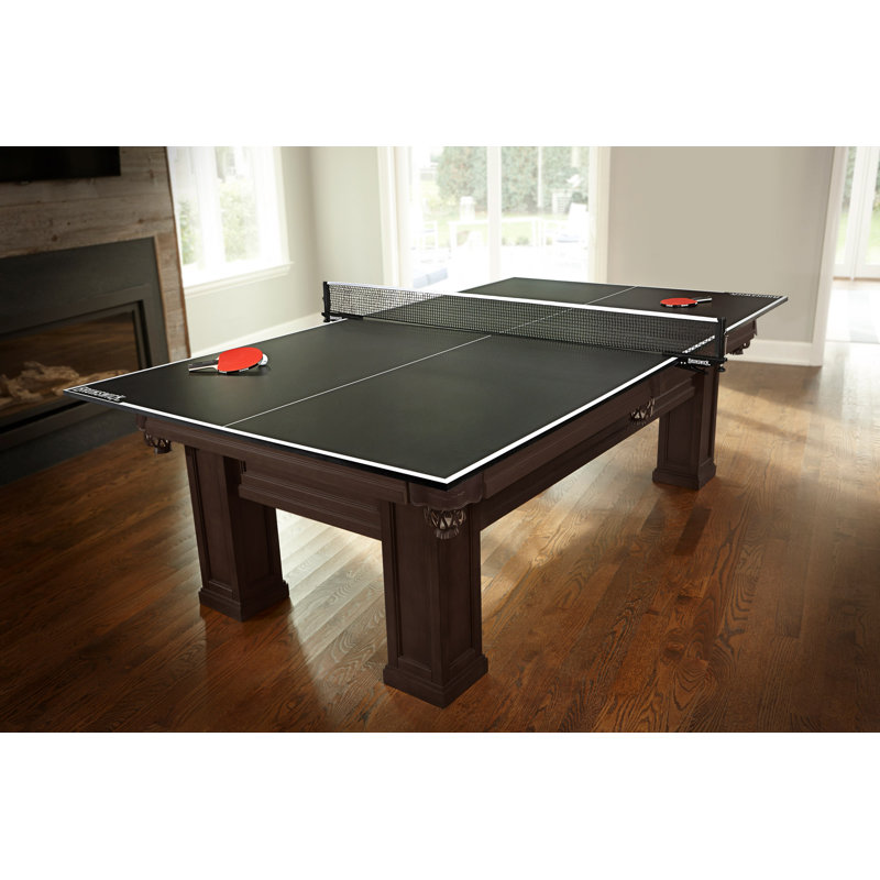 Brunswick CT8 Table Tennis Conversion Top - Black Laminate with Foam Padding, Net, Paddles & Balls, Warp-Resistant Design