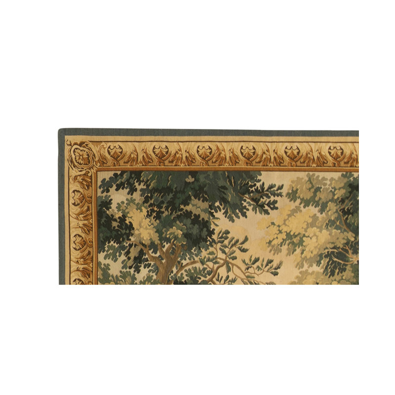Hand-Knotted High-Quality Cream and Green Runner