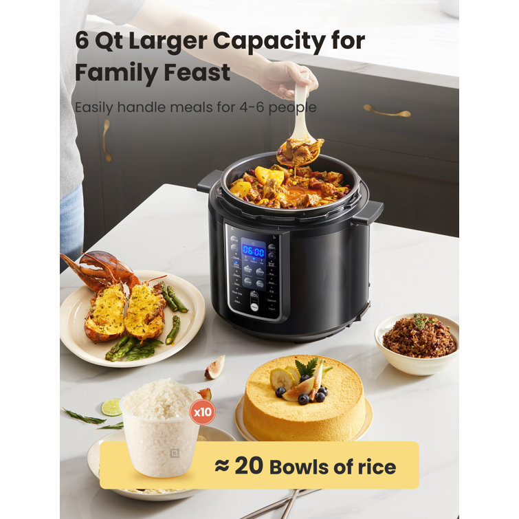 COMFEE Rice Cooker 4 Cup Stainless Steel with Steamer 6-in-1 Multi