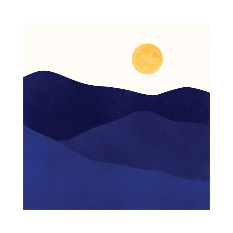 Indigo Mountain Landscape by Modern Tropical - Wrapped Canvas Painting, 30.48 cm H x 30.48 cm W
