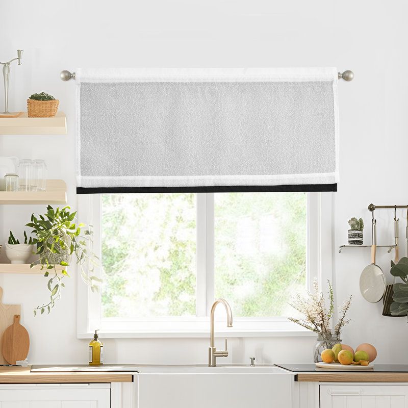 Double Layer Valance, Rustic Overlay Rod Pocket Window Valance (Set of 2), Black, 52" W x 19" L