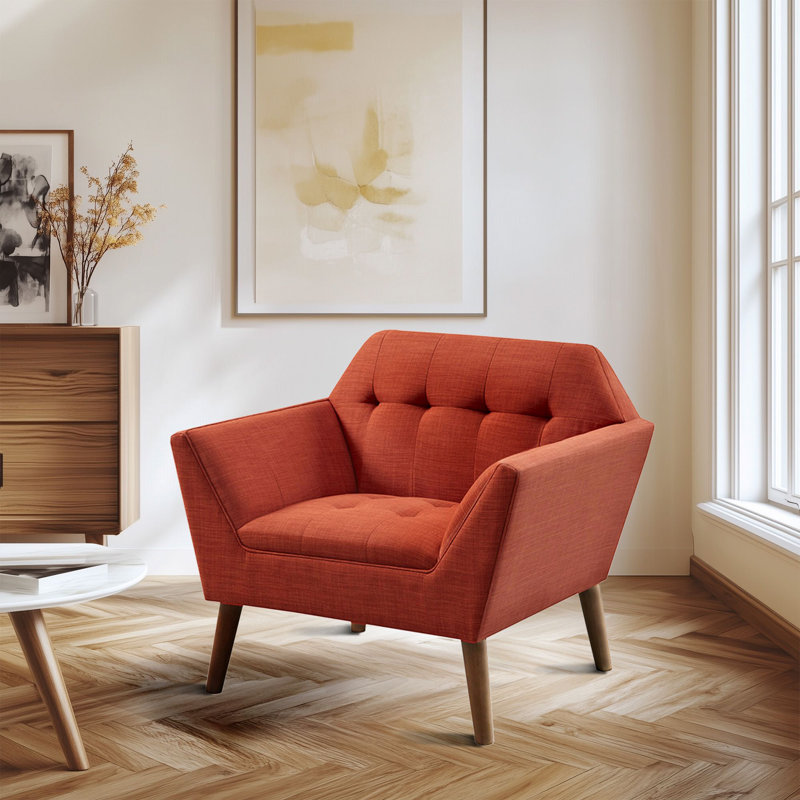 Merrylite  Modern Button Tufted Lounge Chair, Spice