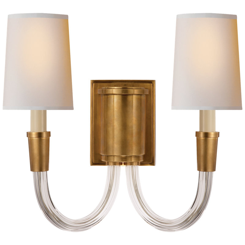 Thomas O'Brien Vivian Double Sconce, Polished Nickel, Fabric