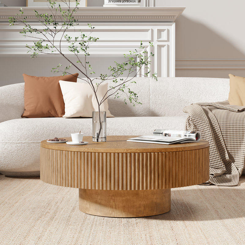 Table basse à caisson Sharna, H 13,78 po x l 35,04 po x P 35,04 po, Naturel