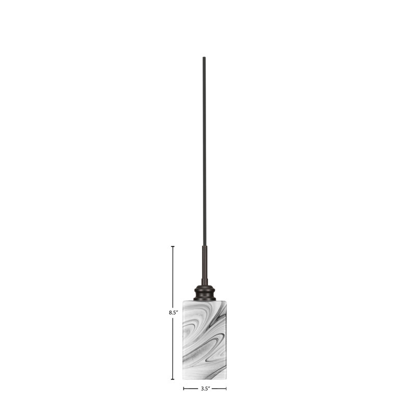 Mini-luminaire suspendu à cordon Edge avec verre onyx carré 3,5 po, Espresso