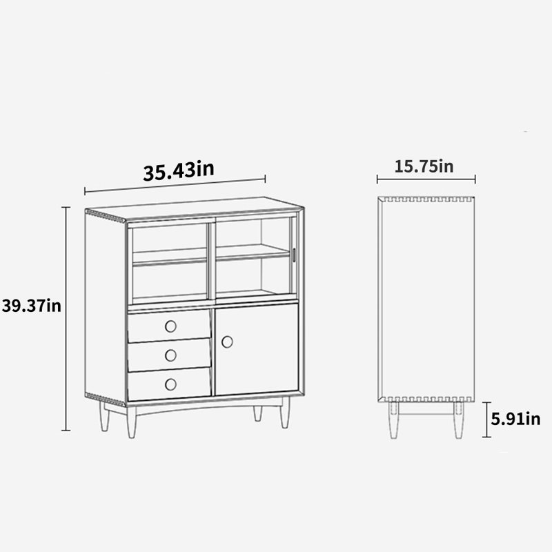 Solid Wood Simple Vintage Storage Cabinet Solid Wood Accent Cabinet, Brown
