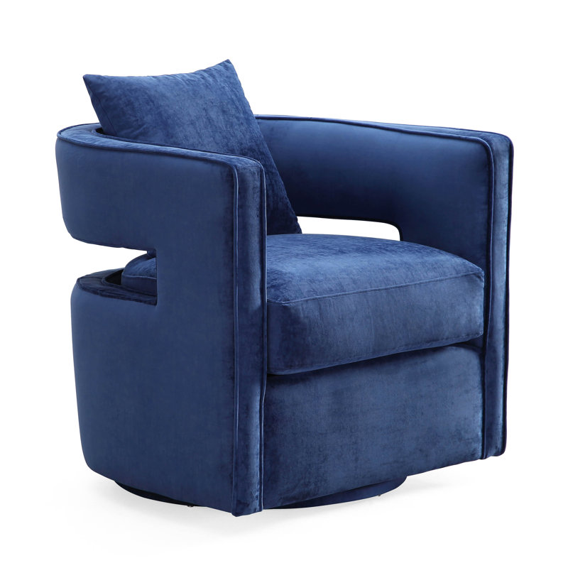 Kennedy Velvet Swivel Chair, Navy