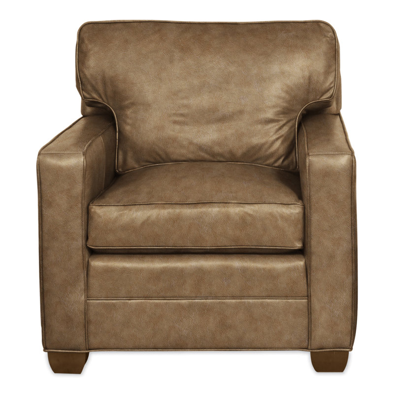 Chaise Hillcrest 37 ", Cuir véritable champignon distinct, La Havane