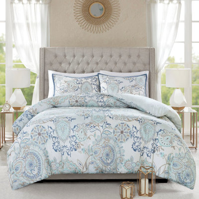 Housse de couette réversible 100% coton avec motif floral et motifs multicolores