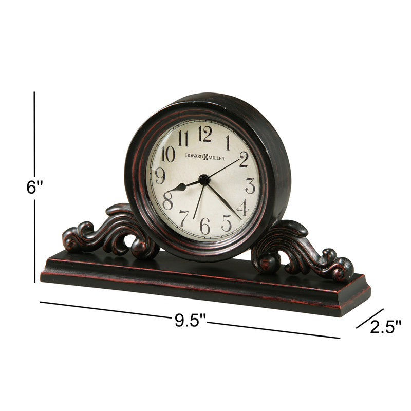 Bishop Traditional Analogue Solid Wood Quartz Movement / Crystal Tabletop Clock with Alarm in Worn Black