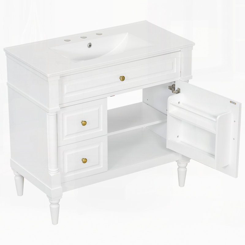 Meuble-lavabo sur pied 36 po avec lavabo 36 po, Blanc, 36"