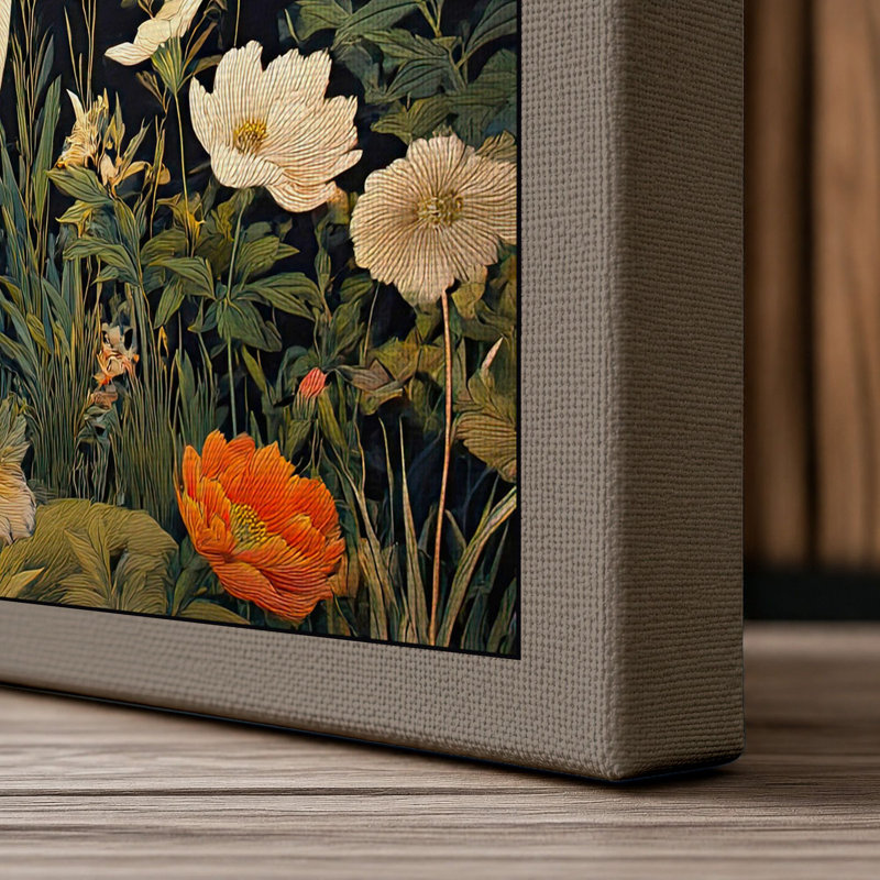 Tiger In Bloom Boho - Print, 24x16 - 61.0 x 40.6 cm, Taupe Border