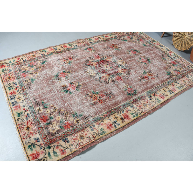 Tapis turc rétro à motif floral adapté aux décorations de salon et de chambre à coucher