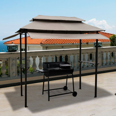 Gazebo barbecue 2,4 x 1,2 m avec toile souple et structure en acier - Shade Maker, pour 3 à 4 personnes. Structure métallique résistante au vent et à la rouille. Parfait pour les activités de plein air.