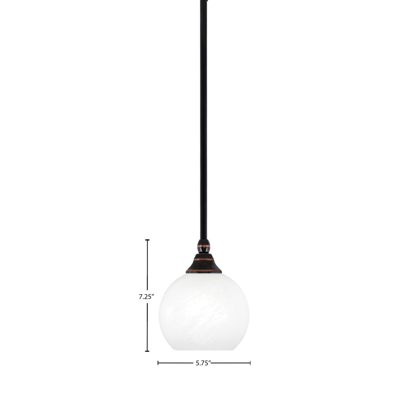 Mini-luminaire suspendu suspendu au fini cuivre noir avec verre de 5,75 po, Blanc