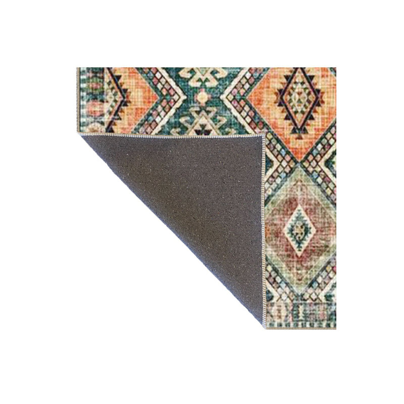 Tapis tissé à motif géométrique traditionnel lavable à la machine, Rectangle 4 pi 7 po x 6 pi 7 po