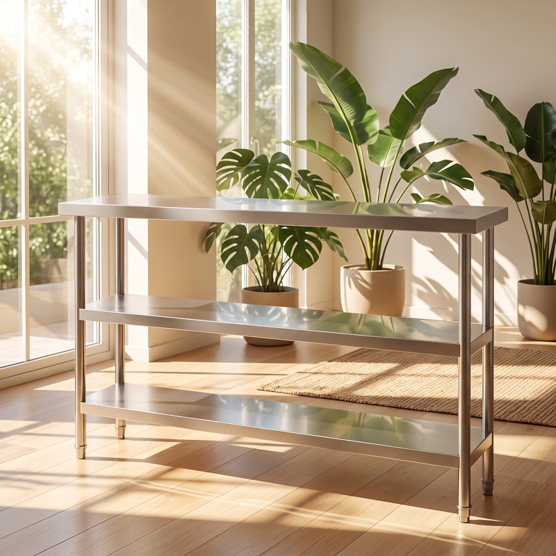 Table de travail à 3 niveaux en acier inoxydable l 62,99 po x P 17,13 po x H 6,5 po VEVOR