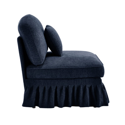 Canapé sans accoudoirs en chenille avec 1 coussin - bleu