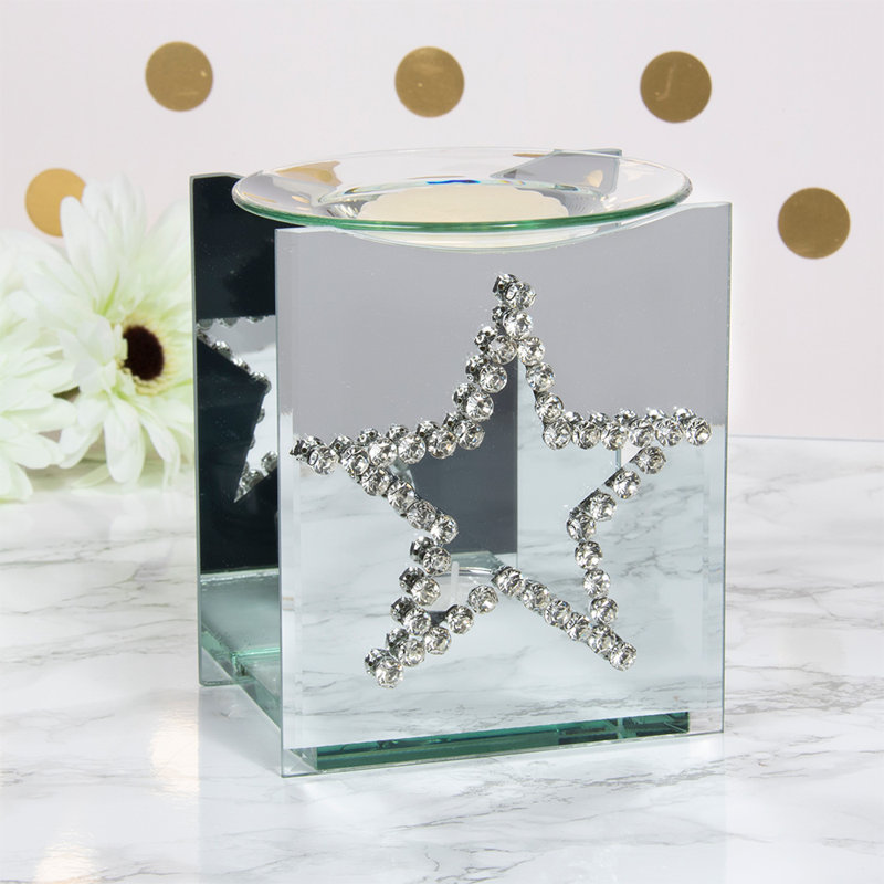 Glass Tabletop / Centrepiece Wax Warmer, Clear/Silver/Brown