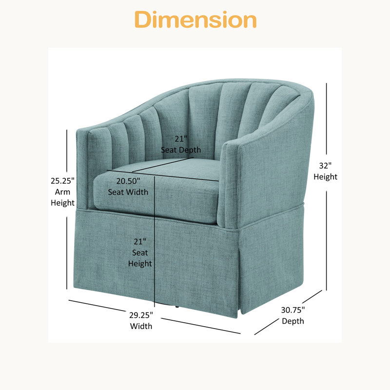 Fauteuil d'appoint pivotant avec jupe Solitude, Bleu clair