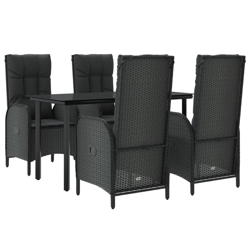 Ensemble repas extérieur pour 4 personnes Cadejah Square, Noir, Noir