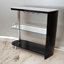 Table de bar moderne 42 po Kalyani, 3 tablettes, verre trempé, noir, chrome-336004203